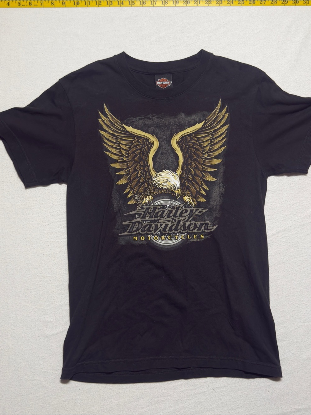 Harley-Davidson Black Short Sleeve Tee with Gold Eagle Graphic